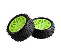 QASULER Neumáticos de Goma ABS for HSP, 1:10 Buggy RC 66020-66040 2 Delanteros Traseros Juego de Ruedas de Carreras RC(Green)