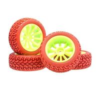 QASULER Neumáticos de Rally, Llantas for HSP, Coche Carretera RC 1:10 603-8019 Juego de Ruedas de Carreras RC(Rot)