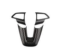 QASULER Pegatinas cromadas ABS for decoración del volante coche, for Ford, nuevo, for Focus, 3 4 MK3 MK4 2015-2017 2018 Accesorios Vinilo decorativo volante(BLACK CARBON FIBER TOP)