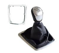 QASULER Perilla de cambio de marchas con cubierta a prueba de polvo, manija de palanca de cambios for Ford, Focus, 2 MK2 FL C-MAX 2006-2011 MK3 MK4 MK7 Galaxy Pomo de palanca de cambios(Silver-6Speed-