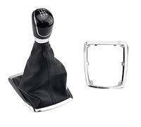 QASULER Perilla de cambio de marchas con cubierta a prueba de polvo, manija de palanca de cambios for Ford, Focus, 2 MK2 FL C-MAX 2006-2011 MK3 MK4 MK7 Galaxy Pomo de palanca de cambios(5 Speed-Black-
