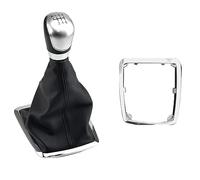 QASULER Perilla de cambio de marchas con cubierta a prueba de polvo, manija de palanca de cambios for Ford, Focus, 2 MK2 FL C-MAX 2006-2011 MK3 MK4 MK7 Galaxy Pomo de palanca de cambios(6 Speed-Silver