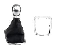 QASULER Perilla de cambio de marchas con cubierta a prueba de polvo, manija de palanca de cambios for Ford, Focus, 2 MK2 FL C-MAX 2006-2011 MK3 MK4 MK7 Galaxy Pomo de palanca de cambios(5 Speed-Silver