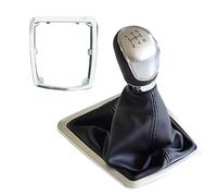 QASULER Perilla de cambio de marchas con cubierta a prueba de polvo, manija de palanca de cambios for Ford, Focus, 2 MK2 FL C-MAX 2006-2011 MK3 MK4 MK7 Galaxy Pomo de palanca de cambios(Silver-5Speed-