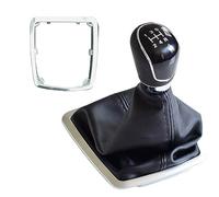 QASULER Perilla de Palanca de Cambios de 5 y 6 velocidades con Cubierta de Polaina for Ford, Focus, 2 MK2 FL MK3 MK4 MK7, Mondeo, Fiesta y Galaxy Pomo de Palanca de Cambios(Black-5 Speed)
