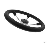 QASULER Volante de Acero Inoxidable de 5 radios, Volante Marino de 13-1/2 in con Espuma Negra, Eje de 3/4 in, Accesorio for Barco Timón de Barco(M0319SB)