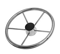 QASULER Volante de Barco de 13-1/2 Pulgadas de Acero Inoxidable con Volante Deportivo de 5 radios con Agarre de Espuma Negra, Accesorios for embarcaciones Marinas Timón de Barco(M0319S)