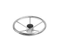 QASULER Volante de Barco de Acero Inoxidable con Volante Deportivo de 5 radios Función Antideslizante y antisudor Timón de Barco(Silver)