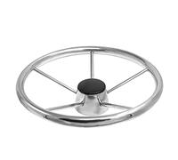QASULER Volante de Barco de Acero Inoxidable Marino de 13-1/2 in con Agarre de Espuma Negra, Accesorios for Barcos Timón de Barco(Silver)