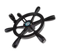 QASULER Volante de Barco Tradicional de 15 Pulgadas y 6 radios, Color Negro, for yate Marino Timón de Barco