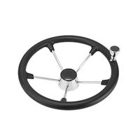QASULER Volante Destroyer de 5 radios for Barco de 15,5 Pulgadas con empuñadura y Perilla de Espuma Negra Timón de Barco(15.5 Inch with Knob)