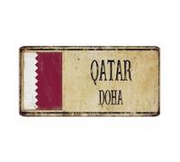 Qatar' DOHA - Letrero de metal personalizado retro para porche, recuerdo de país nacional, decoración del hogar, letreros de garaje para baño, patio, valla, 6 x 12 pulgadas