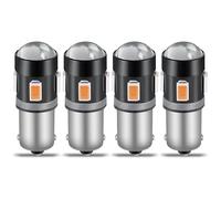 QAUBEN Bombillas LED BA9S BA9 53 57 1895 64111 ámbar, 150 lm, chips 5630, con proyector de lente para luz intermitente, luz de cortesía para puerta, luz de matrícula, 12 V (4 unidades)