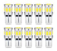 QAUBEN CanBus T10 194 Bombilla LED 6000K 8-SMD 5630 Chipsets 194 168 175 2825 W5W Luz de matrícula Interior del coche Mapa Domo Luz marcadora lateral Xenon Blanco 2.5W 12-24V (Paquete de 10)