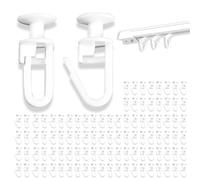 Qaum 100 ganchos de cortina de 10 mm para rieles, deslizadores de cortina universales para colgar, ganchos de plástico para riel, accesorios para cortinas de ducha, cortinas de ventana, cortinas de