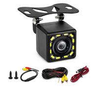Qaum Cámara de Marcha Atrás 1080P para Coche, Cámara Trasera IP68 | Visión Nocturna 12 LED, Gran Angular 170°, Cable de 6 m y 12-24 V para SUV, Furgoneta, Camión, Autocaravana y Remolque