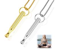 Qaum Collar de respiración consciente de 2 piezas, collar de ansiedad con núcleo de resistencia, alivio del estrés, silbato de respiración, relajación para ejercicios de respiración, meditación