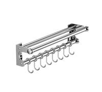 QAUUCP Barra Colgante De Cocina Estante for Utensilios de Cocina, Soporte de Pared for cortadores con Ganchos, sin Perforaciones, riel de Cocina for cortadores, Tapas de ollas y cortadores.(40.0cm)