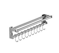 QAUUCP Barra Colgante De Cocina Estante for Utensilios de Cocina, Soporte de Pared for cortadores con Ganchos, sin Perforaciones, riel de Cocina for cortadores, Tapas de ollas y cortadores.(50.0cm)