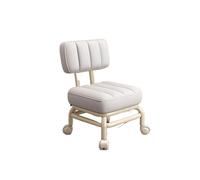 QAUUCP Taburete con Ruedas Taburete de Respaldo Grueso for el hogar, Taburete Corto Universal con Ruedas y polea giratoria 360°, taburetes for Cambiar Zapatos(White)