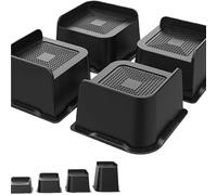 QAUUCP Tacos Elevadores Cama 4 Pcs/Set Professional 1-6 Inch Bed Risers Heavy-Duty Support Lifts Lifter Couch Sofa Table Chair Leg(Black-3 Inch)