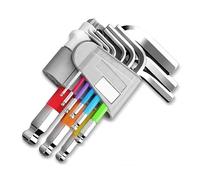 QAXRZCUCD Juego De 9 Llaves Allen, Destornillador, Llave Hexagonal, Universal, 6 Ángulos, Esféricas Seis Lentes, Herramientas Manuales Colores PrecisióN Para Espacios Reducidos(Standard ball head)