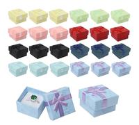 Qaziuy 24 cajas de regalo para anillos de joyería, cajas de regalo pequeñas con tapas, cajas de exhibición cuadradas de joyería con nudo de lazo, relojes pequeños, exhibición de collares