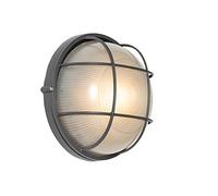 Qazqa Aplique de exterior industrial gris oscuro IP44 - Hanneke Aluminio/Vidrio Redonda Adecuado para LED Max. 1 x 40 Watt