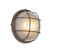 Qazqa Aplique de exterior industrial marrón óxido IP44 - Hanneke Aluminio/Vidrio Redonda Adecuado para LED Max. 1 x 40 Watt