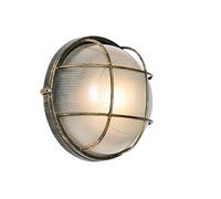 Qazqa Aplique de exterior industrial oro envejecido IP44 - Hanneke Aluminio/Vidrio Redonda Adecuado para LED Max. 1 x 40 Watt