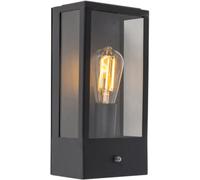 QAZQA Aplique de exterior negro con sensor luz