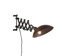 QAZQA Aplique industrial bronce/negro acordeón-extensible - TYNE Acero Alargada Adecuado para LED Max. 1 x 40 Watt