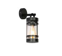 Qazqa Aplique industrial de exterior negro IP44 - Ruben Plástico/Acero inoxidable Cilíndra Adecuado para LED Max. 1 x 40 Watt