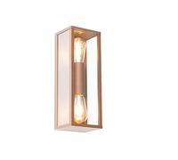 Qazqa Aplique industrial marrón óxido 38 cm 2 luces IP44 - Charlois Aluminio/Vidrio Alargada Adecuado para LED Max. 2 x 40 Watt