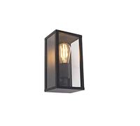 QAZQA Aplique industrial negro 26cm IP44 - CHARLOIS Aluminio/Vidrio Rectangular Adecuado para LED Max. 1 x 40 Watt