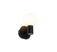 Qazqa Aplique moderno negro IP44 - CEDERIC UP Vidrio/Acero Esfera Adecuado para LED Max. 1 x 28 Watt