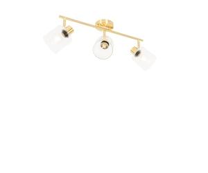 Qazqa Art Déco Foco de techo dorado con cristal orientable 3 luces - Laura/Acero Alargada Adecuado para LED Max. 3 x 40 Watt