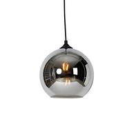 Qazqa Art Déco Lámpara colgante art deco negra con cristal ahumado - Wallace/Acero Redonda Adecuado para LED Max. 1 x 60 Watt