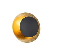 Qazqa Art Déco Lámpara de pared Art Déco negra con oro - Emilienne Acero Redonda Adecuado para LED Max. 1 x 40 Watt