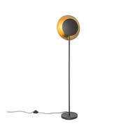 Qazqa Art Déco Lámpara de pie Art Deco negra con oro - Emilienne Acero Alargada Adecuado para LED Max. 1 x 40 Watt