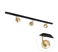 QAZQA Carril moderno monofásico 3 luces negro con oro - Gissi Acero/Aluminio/Plástico Alargada Adecuado para LED Max. 3 x 8 Watt