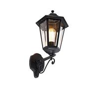 Qazqa Clásico/Antiguo Aplique clásico negro IP44 - NEW ORLEANS Up Acero inoxidable/Vidrio Redonda Adecuado para LED Max. 1 x 60 Watt