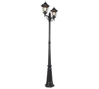 Qazqa Clásico/Antiguo Farol exterior negro 220 cm 2 luces IP44 - HAVANA Vidrio/Aluminio Alargada Adecuado para LED Max. 2 x 60 Watt