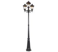 QAZQA Clásico/Antiguo Farol exterior negro 220 cm 3 luces IP44 - HAVANA Vidrio/Aluminio Alargada Adecuado para LED Max. 3 x 60 Watt