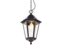 QAZQA Clásico/Antiguo Lámpara colgante exterior clásica negra IP44 - Havana Down Vidrio/Aluminio Alargada Adecuado para LED Max. 1 x 60 Watt
