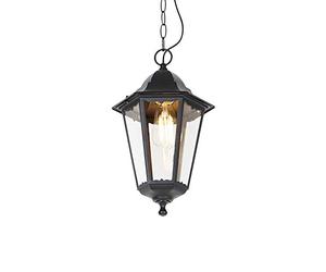 QAZQA Clásico/Antiguo Lámpara colgante exterior clásica negra IP44 - Havana Down Vidrio/Aluminio Alargada Adecuado para LED Max. 1 x 60 Watt