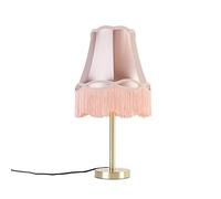Qazqa Clásico/Antiguo Lámpara de mesa clásica latón pantalla granny rosa 30 cm - Simplo Acero/Textil Redonda Adecuado para LED Max. 1 x 40 Watt