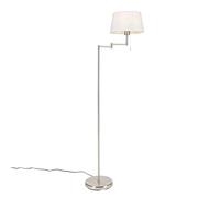 QAZQA Clásico/Antiguo Lámpara de pie clásica acero pantalla blanca orientable - LADAS Acero/Textil Alargada Adecuado para LED Max. 1 x 60 Watt