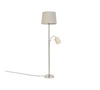 QAZQA Clásico/Antiguo Lámpara de pie clásica acero pantalla gris flexo - RETRO Textil/Acero Alargada Adecuado para LED Max. 1 x 60 Watt