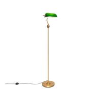 Qazqa Clásico/Antiguo Lámpara de pie notario clásica bronce con cristal verde - Banker Acero/Alargada Adecuado para LED Max. 1 x 60 Watt